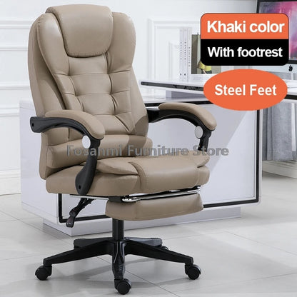 Dicker Boss-Bürostuhl mit hoher Rückenlehne und Armlehnen, Leder-Computer-Drehstuhl, ergonomische Liege-Gamer-Schreibtischstühle für Zuhause