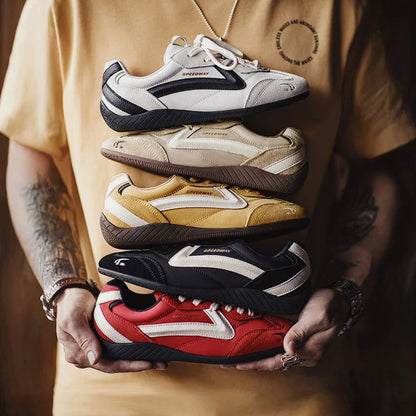 Maden Unisex Summer Vintage Patchwork Racing Shoes Breathable German Trainers Sneakers Thin Sole Casual Lace-Up Sporty Shoes.