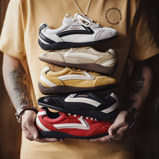 Maden Unisex Summer Vintage Patchwork Racing Shoes Breathable German Trainers Sneakers Thin Sole Casual Lace-Up Sporty Shoes.