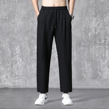 Herren-Freizeithose mit lockerer Passform, ultradünn, vielseitig, gerades Bein, sportlich, drapiert, Eisseidenhose, Sommer, leicht