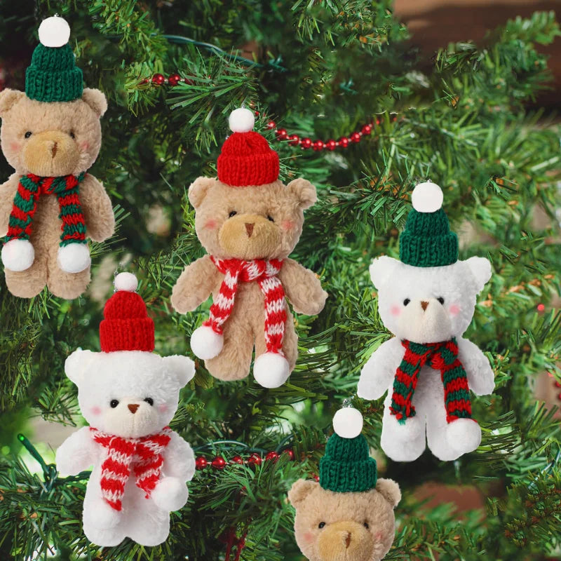 12–48 Stück Weihnachts-Kuscheltiere, Mini-Teddybären, groß, mit Organzabeuteln für Weihnachtsfeiern, Gastgeschenke, Weihnachtsbaumdekoration.