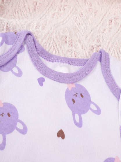 3PCS Sommer Jungen und Mädchen Nette Muster Hoodie Set Kurzarm Dreieck Overall Neugeborenen Baumwolle Bequeme Overall Pyjamas