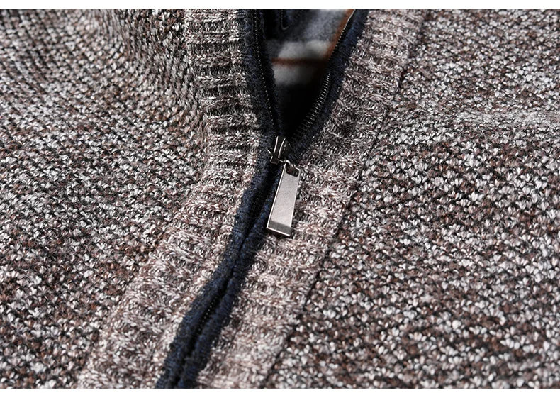 Autumn Winter Warm Cardigan Men Fleece Sweaters Full Zip Jackets Slim Fit Luxury Brand Knitted Sweater Coat American Jersey.