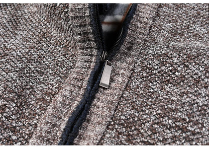 Autumn Winter Warm Cardigan Men Fleece Sweaters Full Zip Jackets Slim Fit Luxury Brand Knitted Sweater Coat American Jersey.