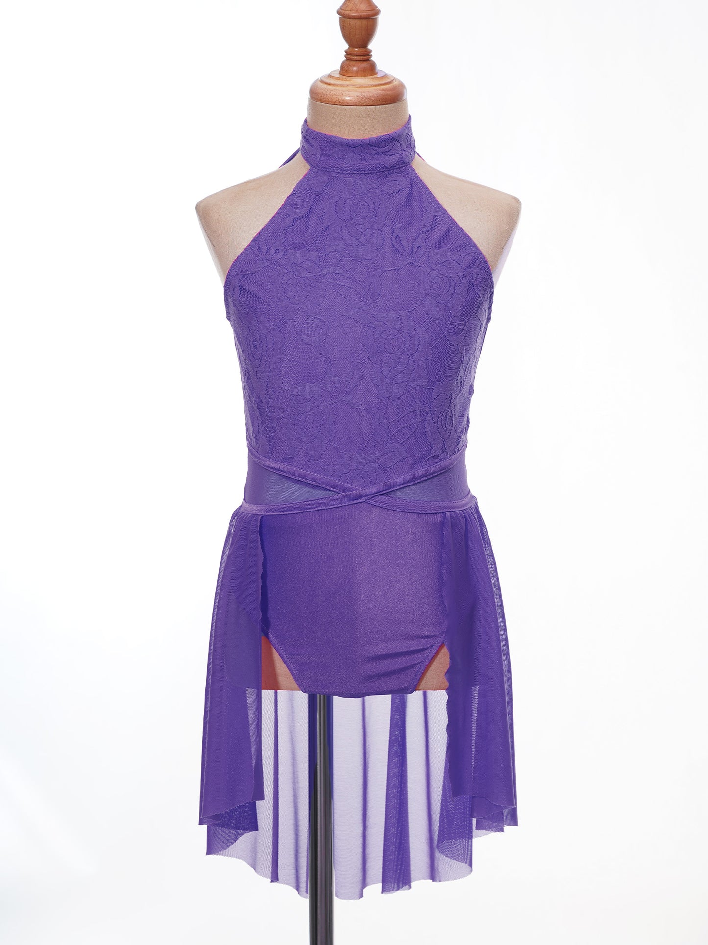 Mädchen Ballett Gymnastik Trikot lyrischen Tanz kleid ärmellose florale Spitze Tutu Tanz kleidung für Eiskunstlauf Bühnen performance