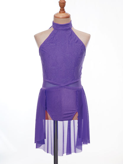 Mädchen Ballett Gymnastik Trikot lyrischen Tanz kleid ärmellose florale Spitze Tutu Tanz kleidung für Eiskunstlauf Bühnen performance