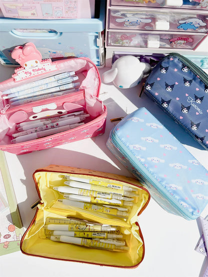 Sanrio Cinnamoroll Federmäppchen mit großem Fassungsvermögen, Hello Kitty Kuromi Melody, Kosmetiktaschen, Schreibwarentasche, Stiftbox, Schulbedarf.