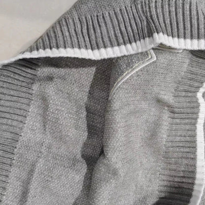 European American autumn and winter round neck gray knitted sweater popular pattern Y2K pullover warm men and women's clothes.