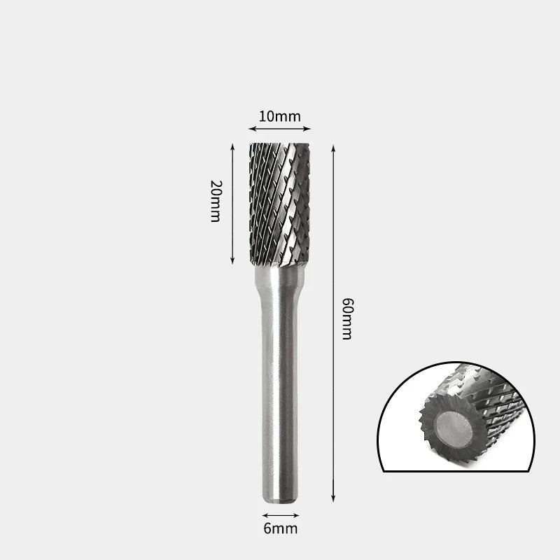 Hartmetallfräser, Wolframstahl-Schleifkopf, zylindrisch 6 mm, AE AX AX Metallfräser