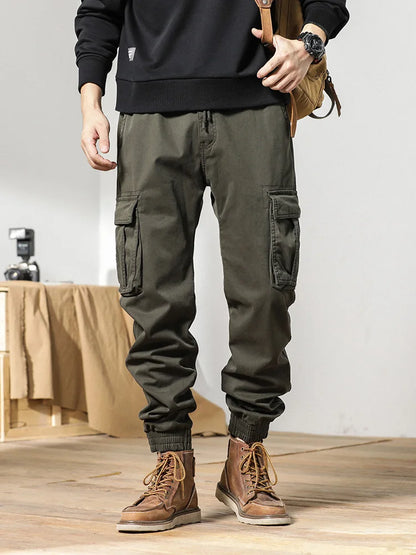 2024 New Winter Cargo Pants Men Multi-Pockets Drawstring Fleece Liner Thick Warm Overalls Joggers Casual Cotton Thermal Trousers.
