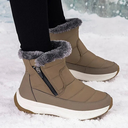Women's Boots Lightweight Fur Boots Ankle Heels Winter Shoes Woman Fashion White Platform Botas Mujer Snow Boots Winter Footwear.