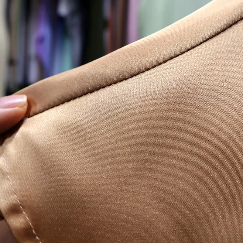 Women Fashion Satin Solid Pleated Midi Skirt Vintage Mid Elastic Waist Female Chic Lady Skirts Korean Pencil Skirt Silk like.