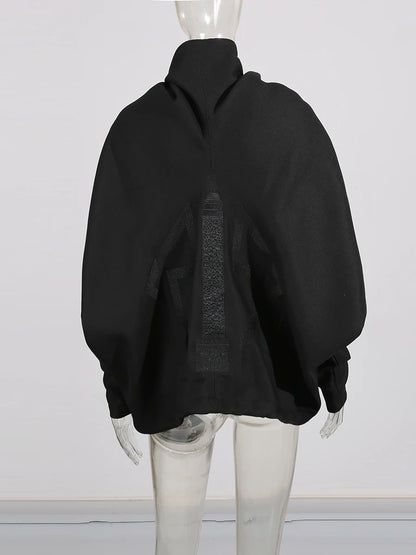 TWOTWINSTYLE Solid Loose Spliced Zipper Fashion Jackets for Women Lapel Long Sleeves Patchwork Lace Up Casual Jacket Female New.