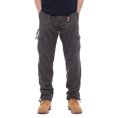 2025 Men's Casual Elastic Waist Plus Size Cargo Pants Multiple Pockets Loose Fit Trousers For Construction Site.