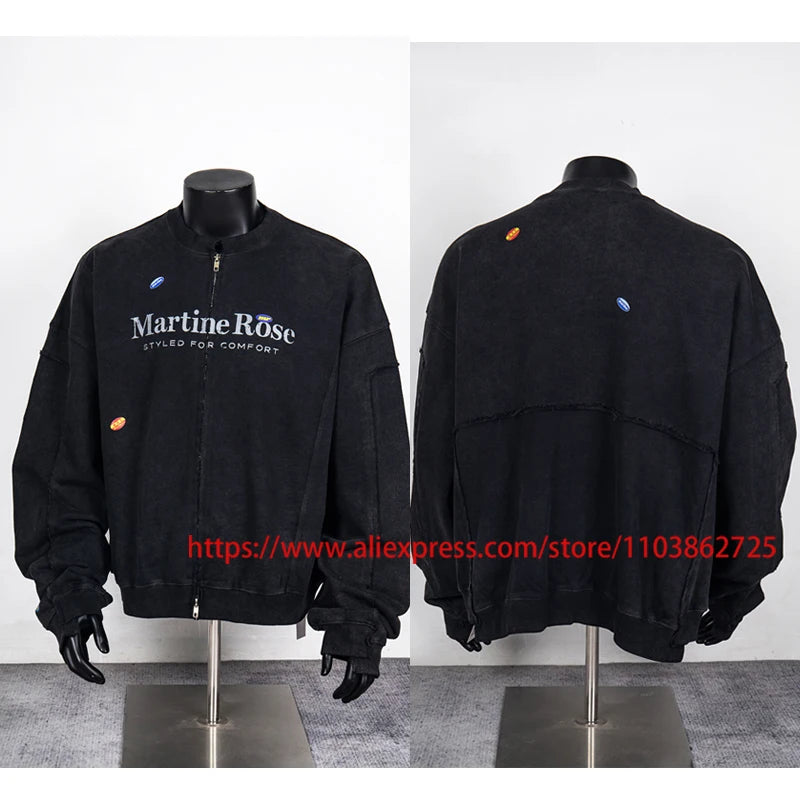 2025 MARTINE ROSE Zip Up Cardigan High Quality Splicing Design Real Photo Autumn Winter Ribbed Collar Martine Rose Jacket Coat