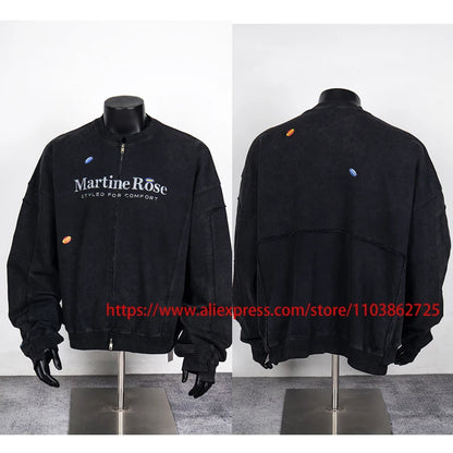 2025 MARTINE ROSE Zip Up Cardigan High Quality Splicing Design Real Photo Autumn Winter Ribbed Collar Martine Rose Jacket Coat