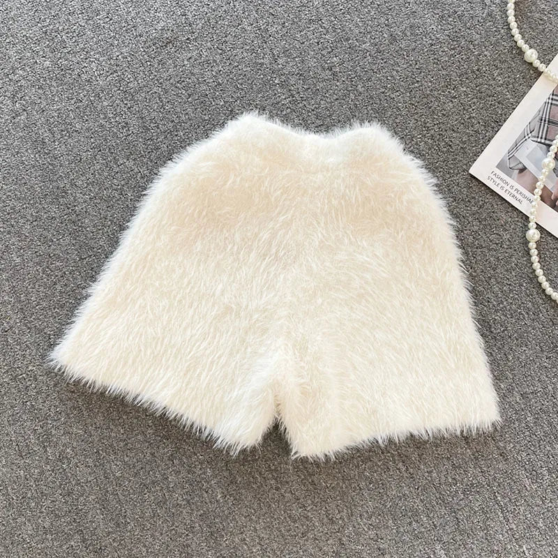 Autumn Winter New Knitted Shorts Women Korean High Waist Bottoms Causal Fashion Warm Sweater Short Femme