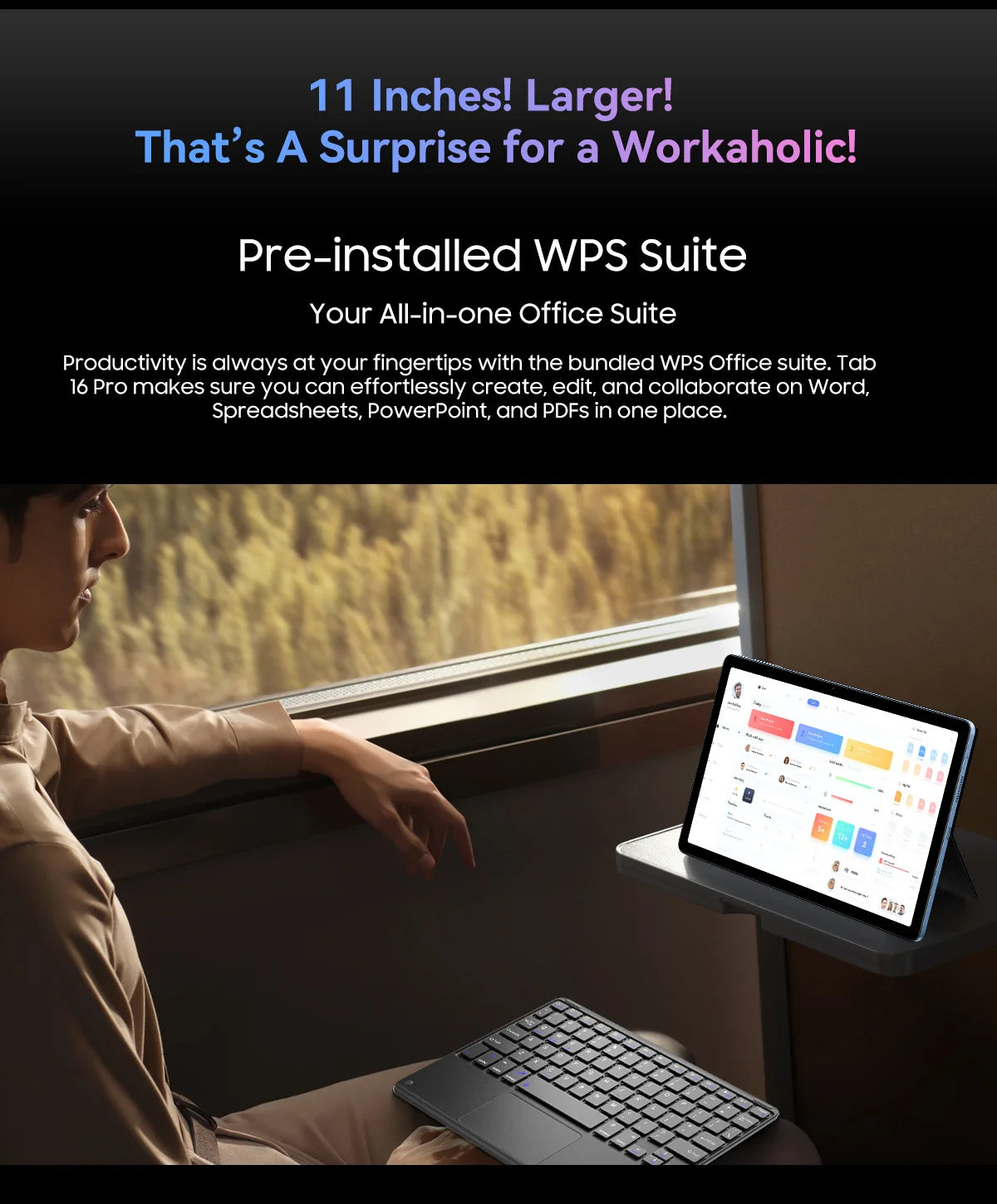 Blackview Android 14 Tab 16 Pro 11 Inch Touch Tablet 2K Screen 24GB +256GB 4G LTE+5G WiFi Gaming Tablets with Protective Shell.