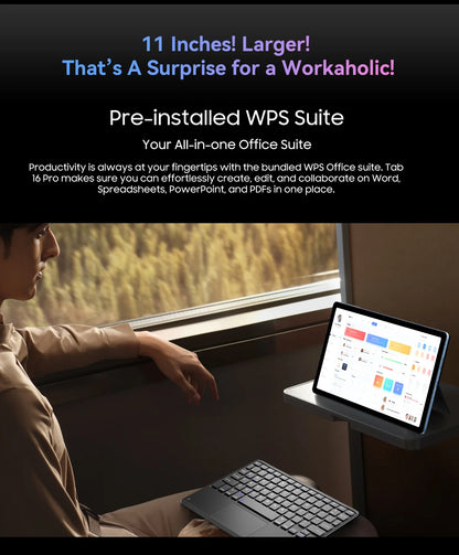 Blackview Android 14 Tab 16 Pro 11 Inch Touch Tablet 2K Screen 24GB +256GB 4G LTE+5G WiFi Gaming Tablets with Protective Shell.