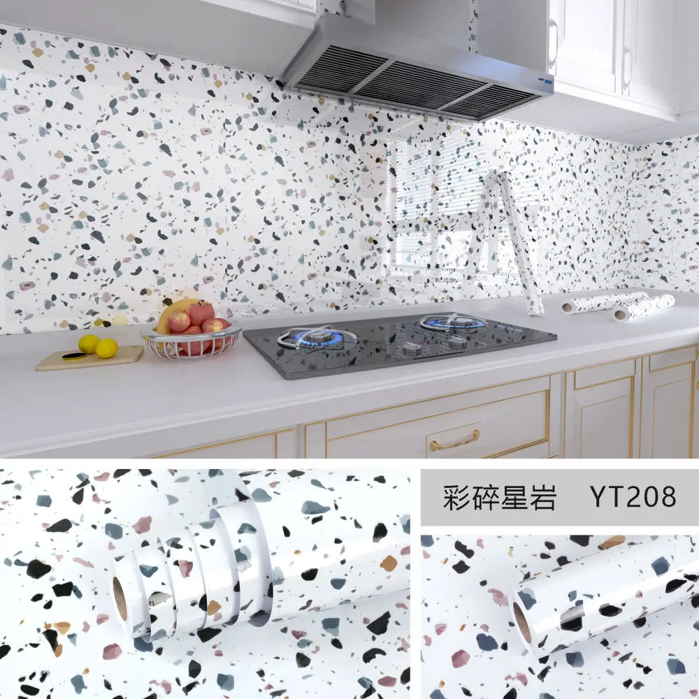 80cm Marble Waterproof Wallpaper for Kitchen Cabinets Bathroom Decor Kitchen Foil Renovation Self Adhesive Oil Proof Stickers