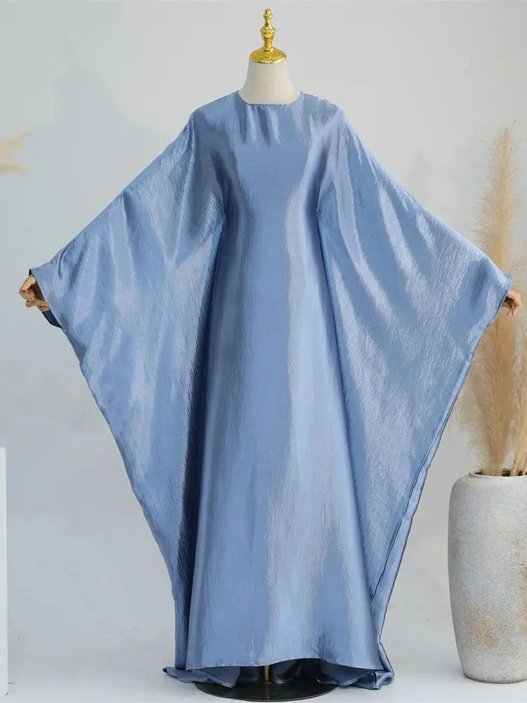 Batwing Satin Shimmer Abaya Damen Dubai Luxury Islam Muslim Kaftan Dress Women Kebaya Vestidos Djellaba Robe Femme Musulmane