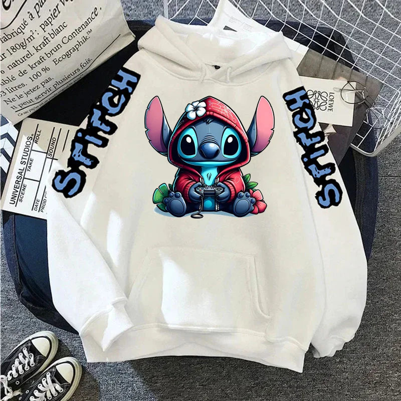 Luxury Brand Women's Hoodies Disney Lilo & Stitch Harajuku Jackets Japanese Fashion Winter Sweaters Women's Warm Sweatshirts.