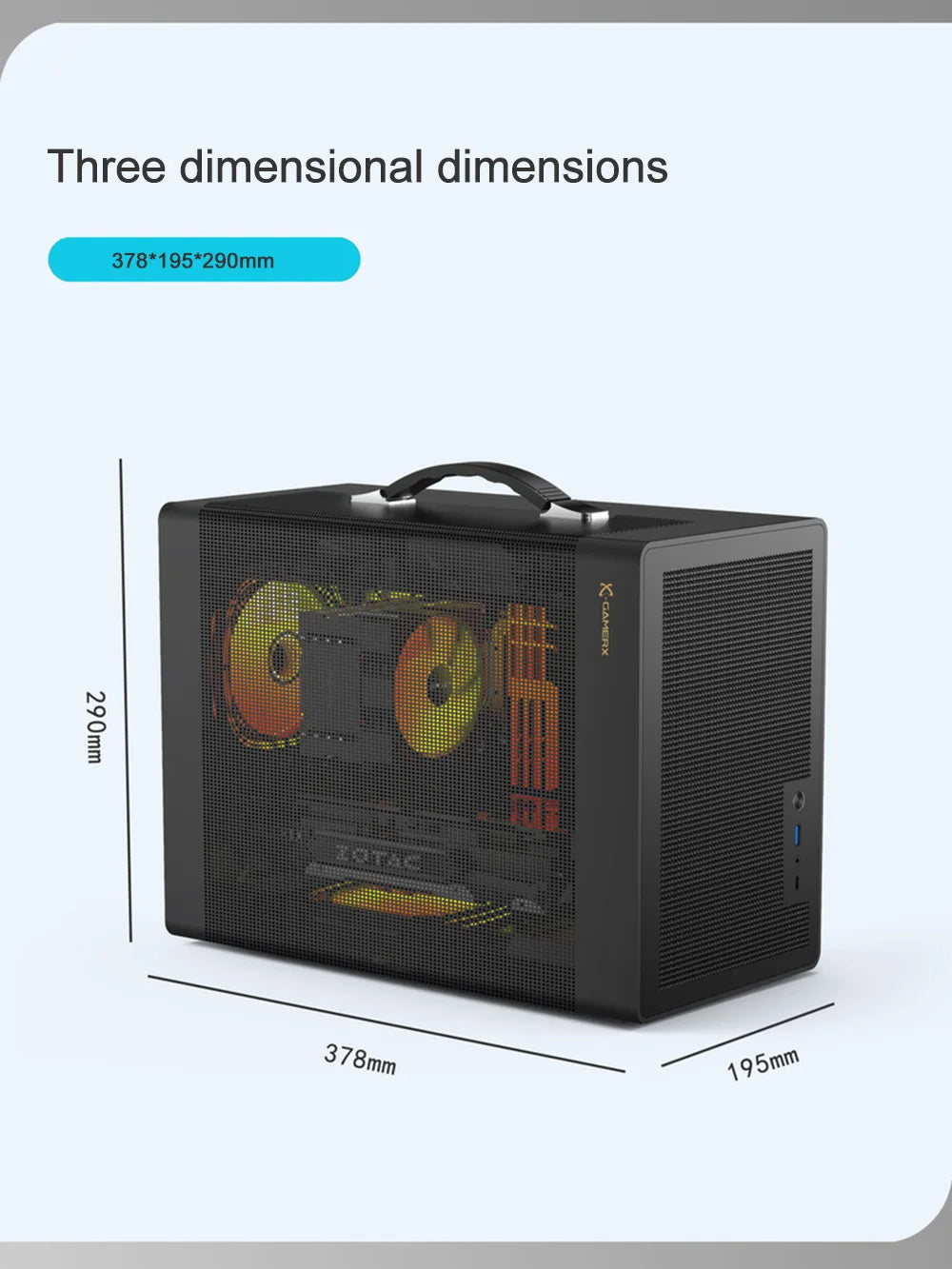 Power Train P60 Desktop MATX Case Handheld Portable Mesh Version PC Small Chassis Supports 350mm Graphics Card Type-C Interface