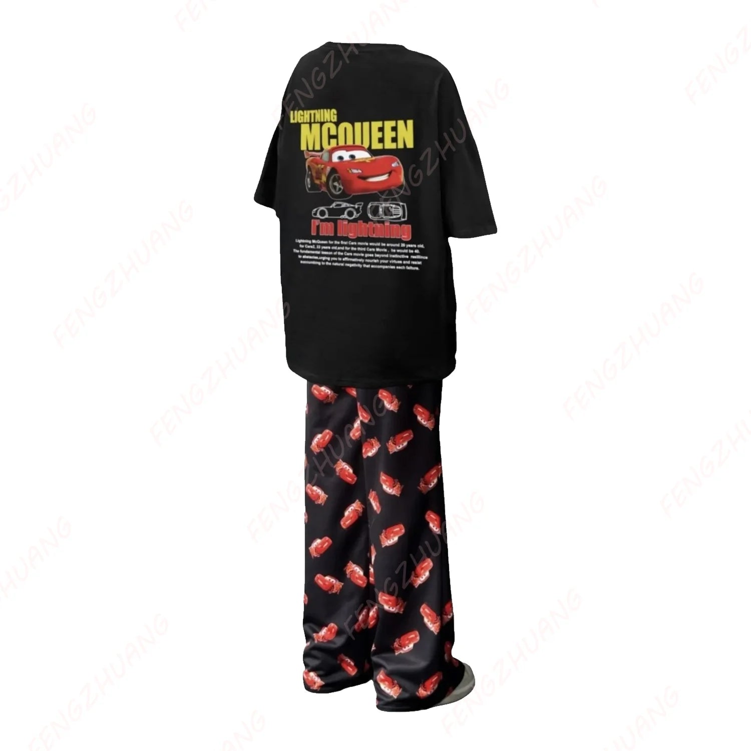 2024 The Cars Lightning McQueen & SALLY T-shirt Long Trousers Set Unisex Valentine's Day gift Hot Sale Faddish Casual Set.