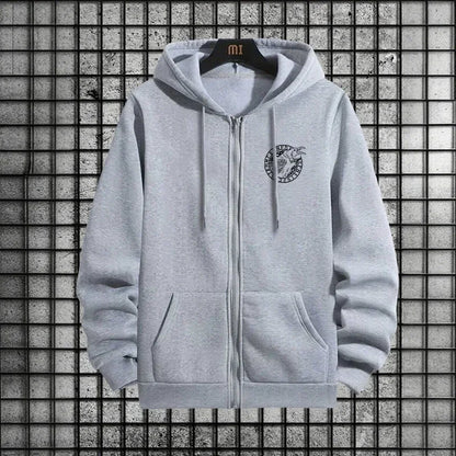 Viking Raven Print Mens Casual Tracksuit Set 2025 New 2 Pieces Zipper Hoodie with Pants Urban Streetwear Outfit Autumn Winter.