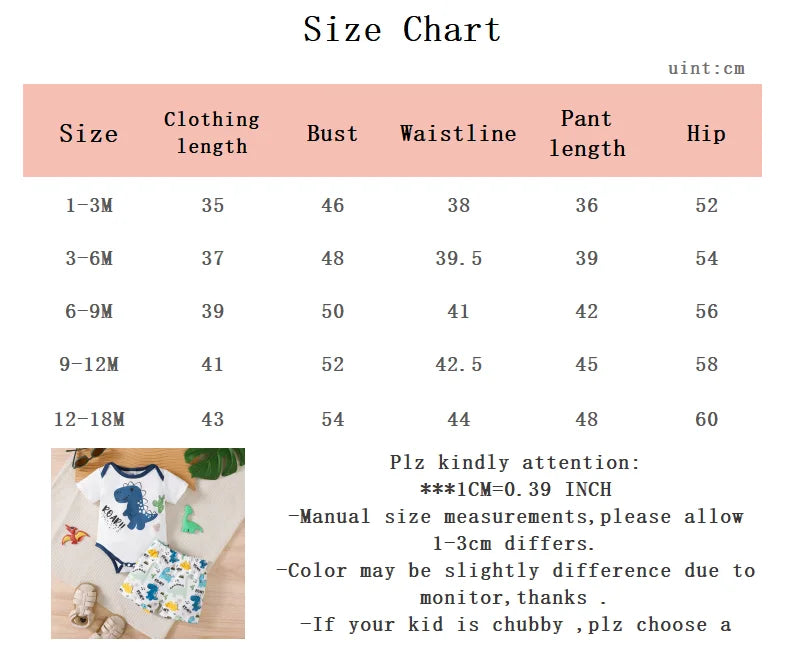 Sommer-Set für 0–18 Monate alte Babys, Dinosaurier-Aufdruck, kurzärmelig und Shorts, Set für Neugeborene, Jungen, lässiger Stil.