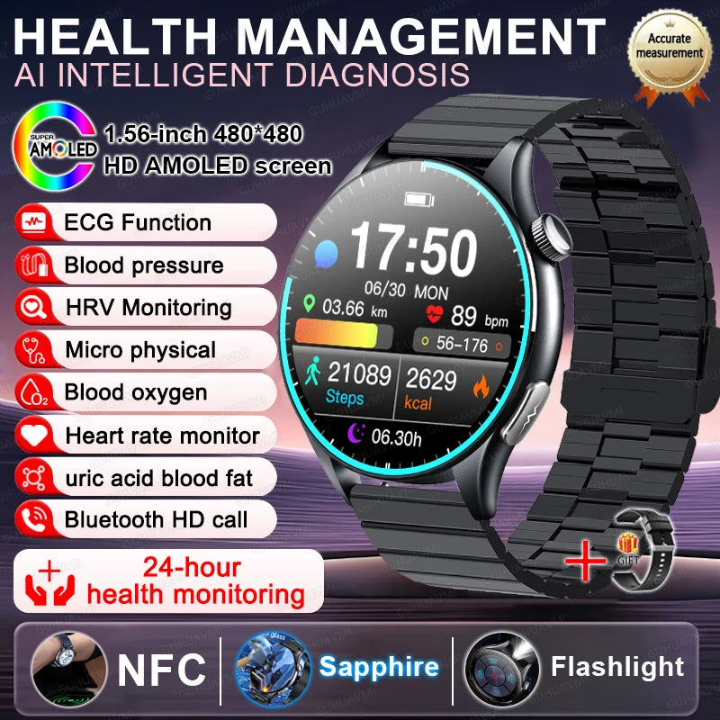 2025 New For HUAWEI Health MonitorUric Acid Blood Pressure Blood oxygen Body Analysis Smart Watch ECG+PPG Clock Smartwatch Men