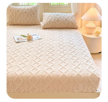 Flannel Fleece Bed Sheet for Winter Warm Sabanas Cama Matrimonial Coral Fleece Fluffy Fitted Sheets For Double Beds Sheets 3 Pc.
