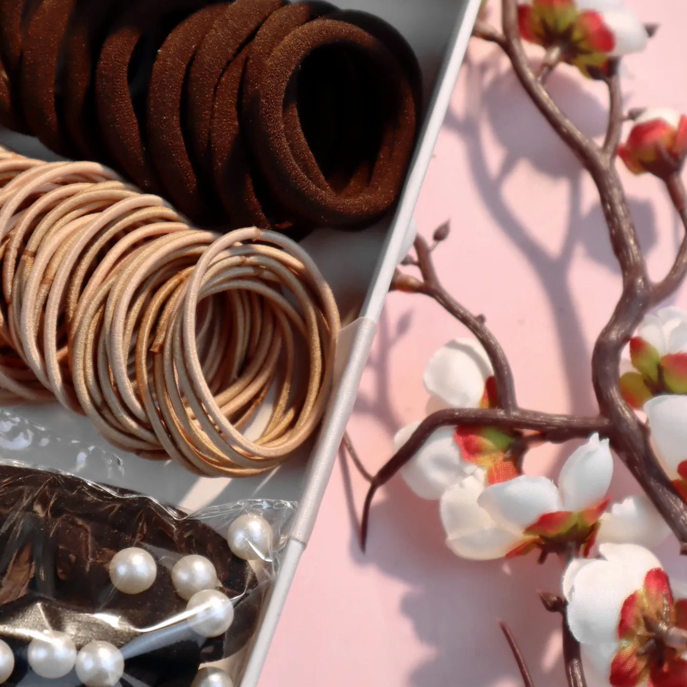 Fashionable Brown Hair Accessories Set for Women, Seamless Ponytail Holders Variety Hair Scrunchies For Women Lady.