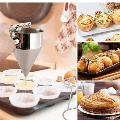 1pcs Stainless Steel Funnel Dispenser with Rack Cupcake Pancake Batter Maker Octopus Fish Ball Home Kitchen Baking Tools Baking.