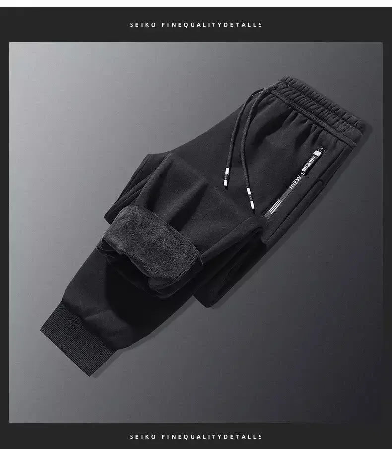 Men's Autumn Winter New Trendy Brand Sportswear Pants Fleece-Lined And Thickened Loose-Fit Straight-Leg Casual Trousers.