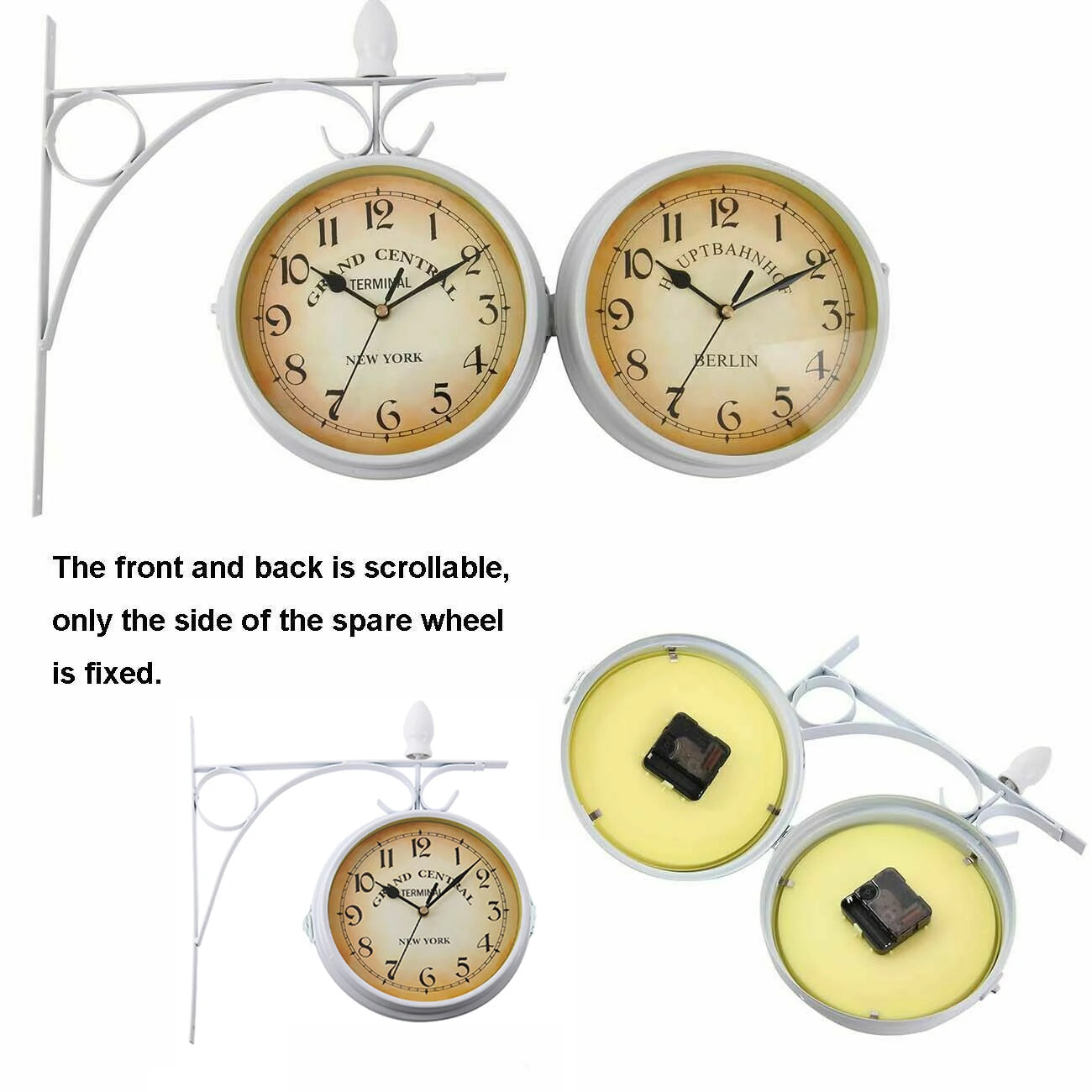 Stationsuhr Doppelseitige Wanduhr Runde Mount Wand Outdoor Garten Dekor Wanduhr Dia 25cm für Weihnachten Home Geschenke