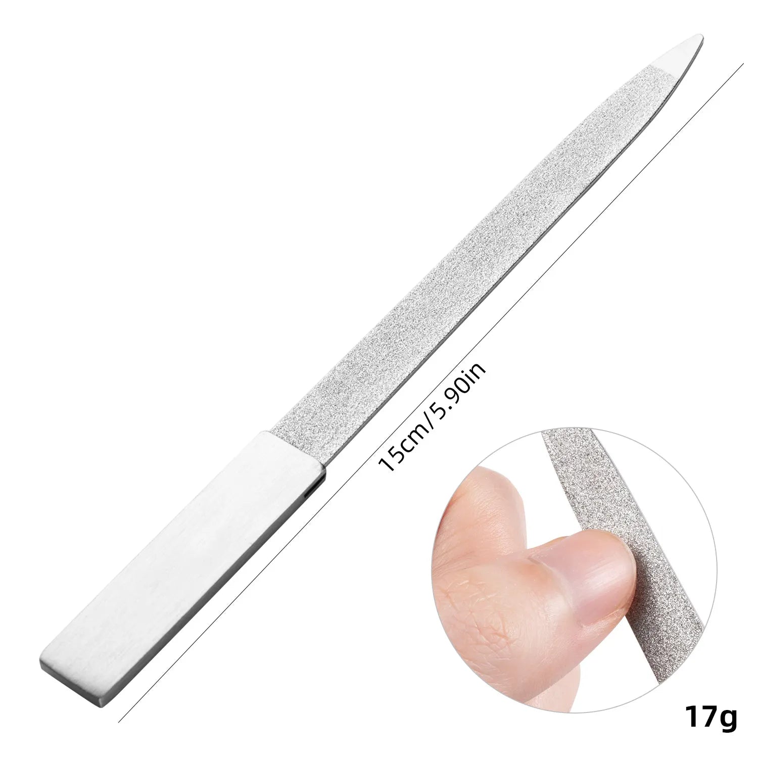 4/5/6 Inch Nail Art File Stainless Steel Metal Cuticle Pusher Remover Double Sides  Scrub Buffer Grinding Manicure Pedicure Tool.