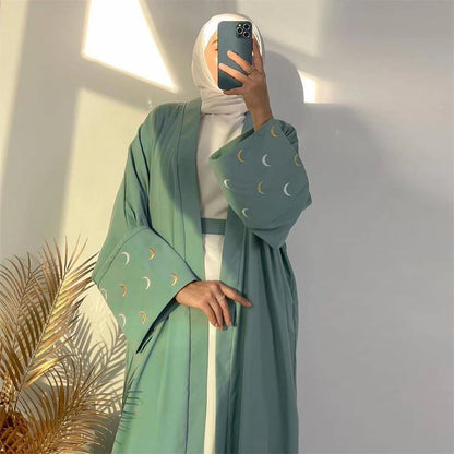 Ramadan Abayas For Women Moon Embroidered Kimono Abaya Dubai Luxury 2025 Islam Muslim Kaftan Modest Dress Kebaya Damen Caftan.