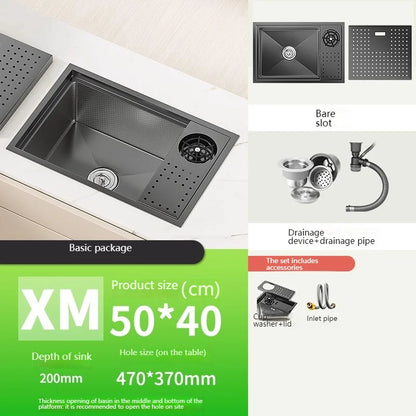 Stainless Steel Hidden Sink Bar Kitchen Sinks Small Single Slot with Lid Touring Car Multifunctional Wash Basin Balcony Garden