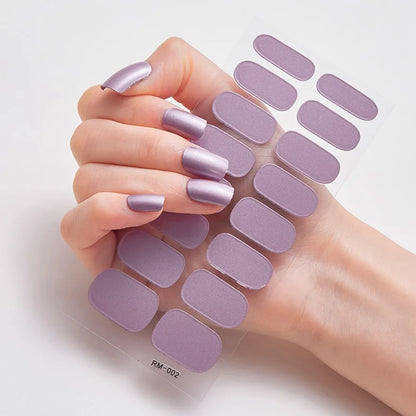 Glitter Gradient Full Cover Nail Art Stickers Fashion Silver Purple Nail Polish Strips DIY Waterproof Nail Foil Sticker Manicur