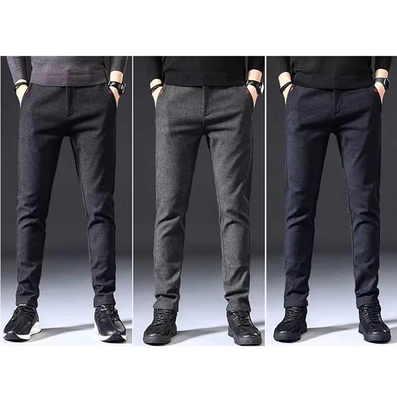 Men's Straight Leg Long Daily Pants Casual Straight Slim Fit Narrow Leg Trousers Stylish Male Suit Work Fashion Blue Gray Pants.