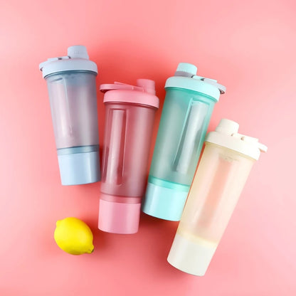 600ml Frosted Shake Cup Milkshake Sports Bottle Outdoor Fitness Water Blender Bottle Protein Powder Portable Gym Training Drink.