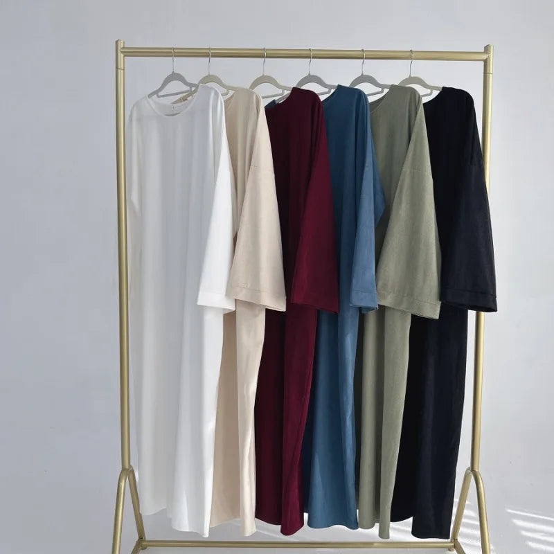 Warm Arabic Corduroy Abaya Dress for Women Ramadan Dubai Women Modest Muslim Coat Winter Islam Clothing New Turkey Solid Robe.