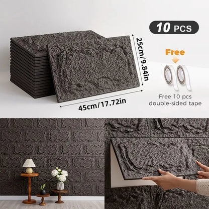 PU stone wall panel, 10 mm, realistic brick pattern, anti-mould and moisture-proof, waterproof and washable, suitable for/outdoo