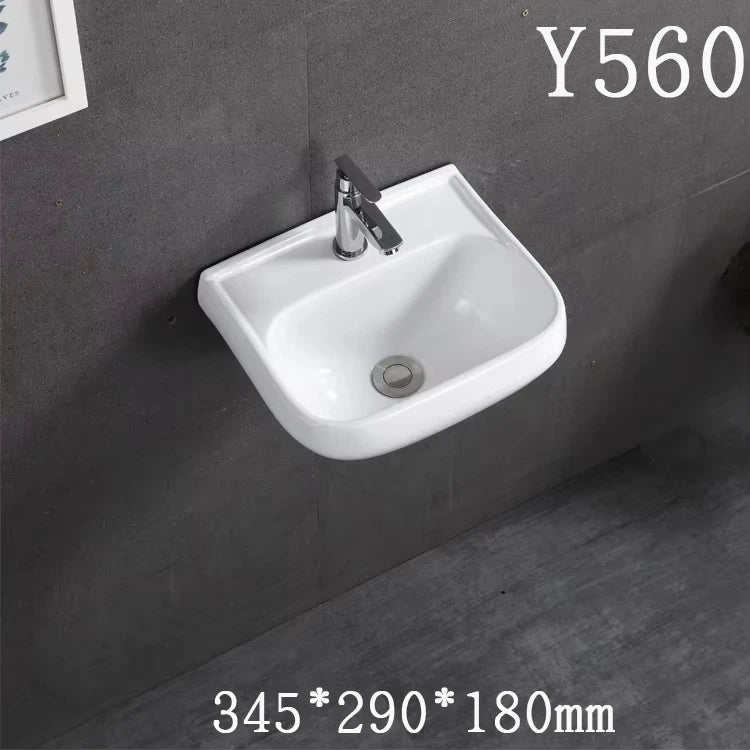 Kompaktes, an der Wand montiertes Keramikwaschbecken – kleines quadratisches Waschbecken, platzsparendes Design für Badezimmer, Balkon oder Waschtisch