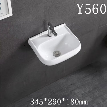 Kompaktes, an der Wand montiertes Keramikwaschbecken – kleines quadratisches Waschbecken, platzsparendes Design für Badezimmer, Balkon oder Waschtisch