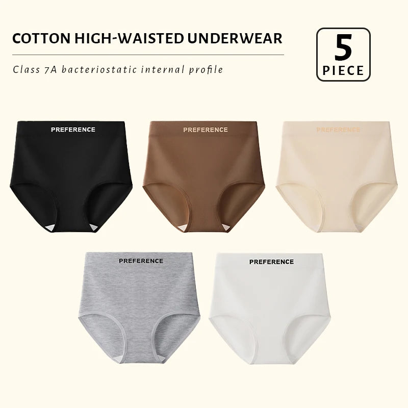 FallSweet 5Pcs Women Plus Size Cotton Panties Seamless Panties Comfort Breathable Underwear Girls Mid-Waist Briefs Sexy Lingerie.