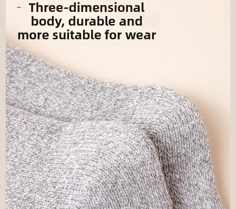 5 pairs of men's mid-calf thick winter fleece-lined thermal terry socks, blended cashmere solid color towel socks