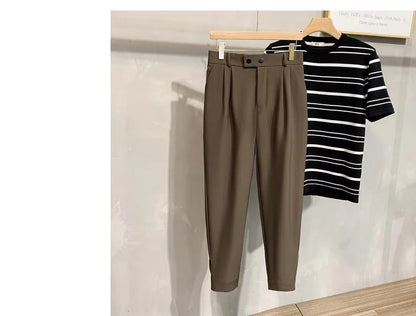 Luxury Fashion Straight Men's Casual Pants Spring Summer New Korean Suit Pant Harem Business Formal Male Trousers Trendy Brand