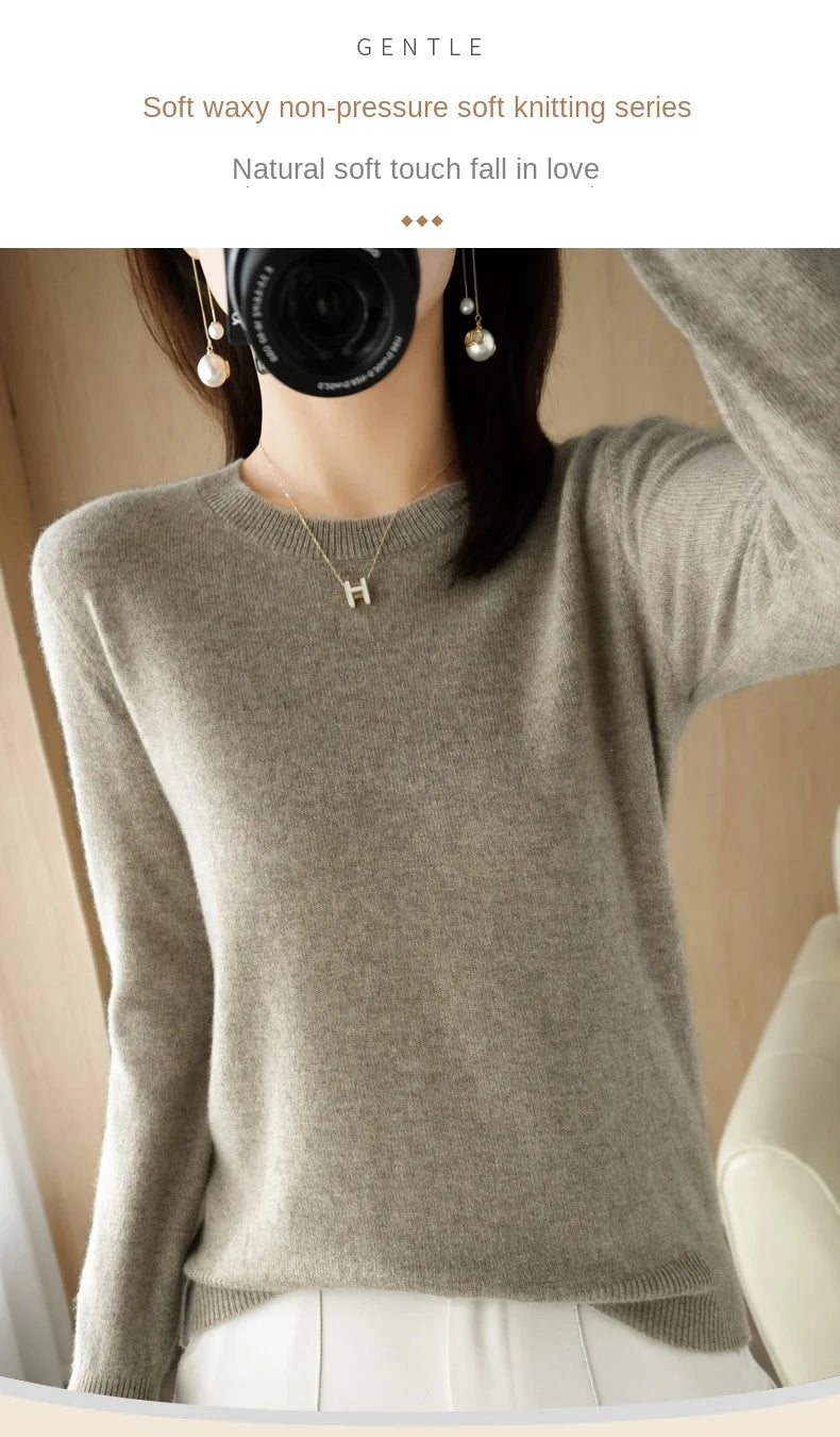 Herbst Winter frauen Pullover Oansatz Kaschmir Solide Pullover Schlank Bodenbildung Shirt Langarm Casual Grundlegende Pull Femme Pullover.